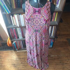 Chico’s high neck vacationcore colorful sleeveless maxi dress